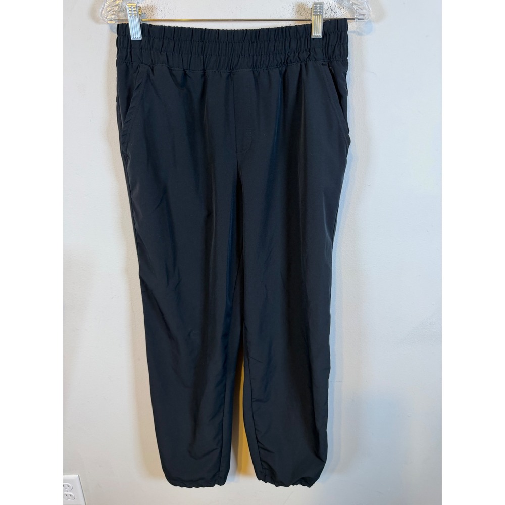 Apana Womens Jogger Pants Elastic Waist Snap Pockets Black Size L
